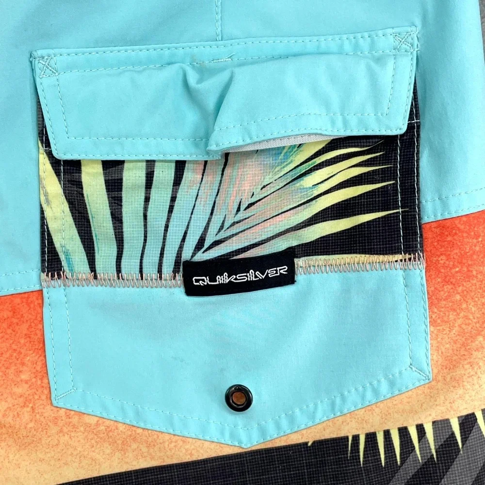 Quiksilver Surfsilk Panel 20 Board Shorts‎ Mens 29 Tropical Palm Leaf Beach Swim